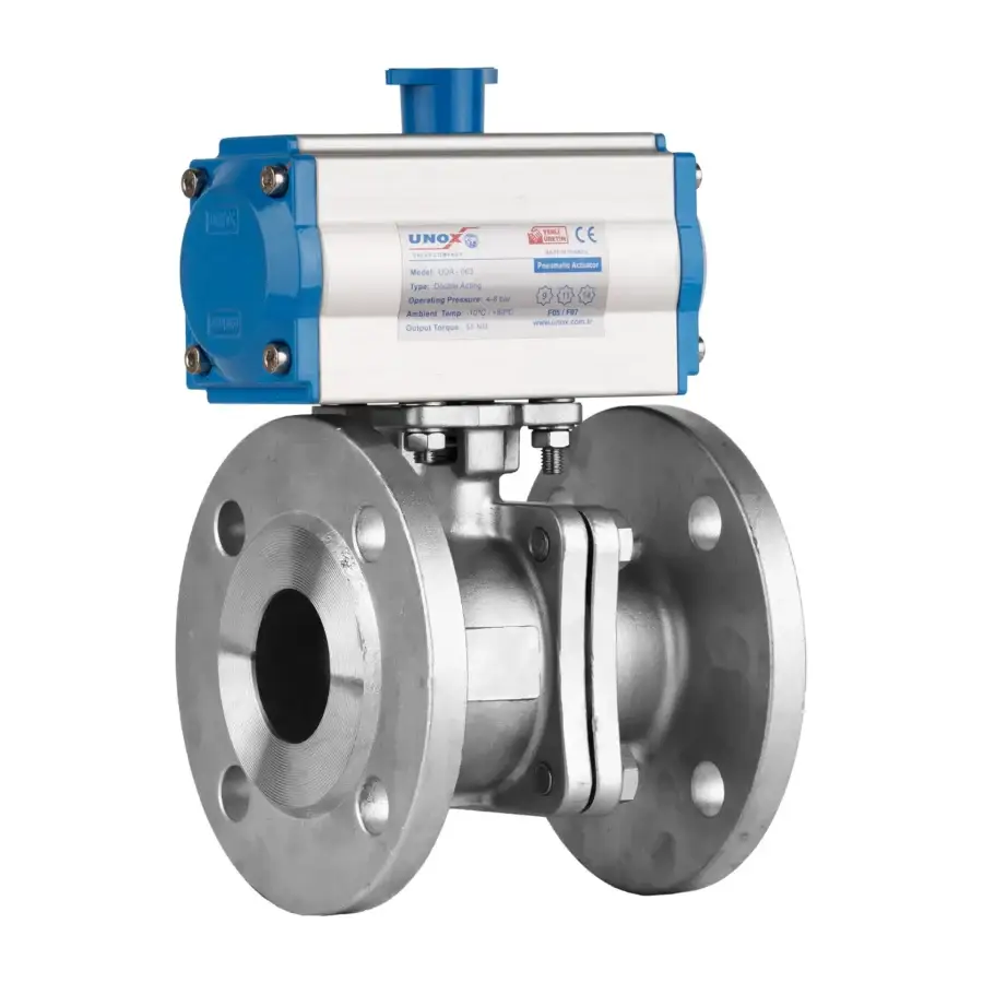 2 Pieces Flanged Ball Valve With Pneumatic Actuator