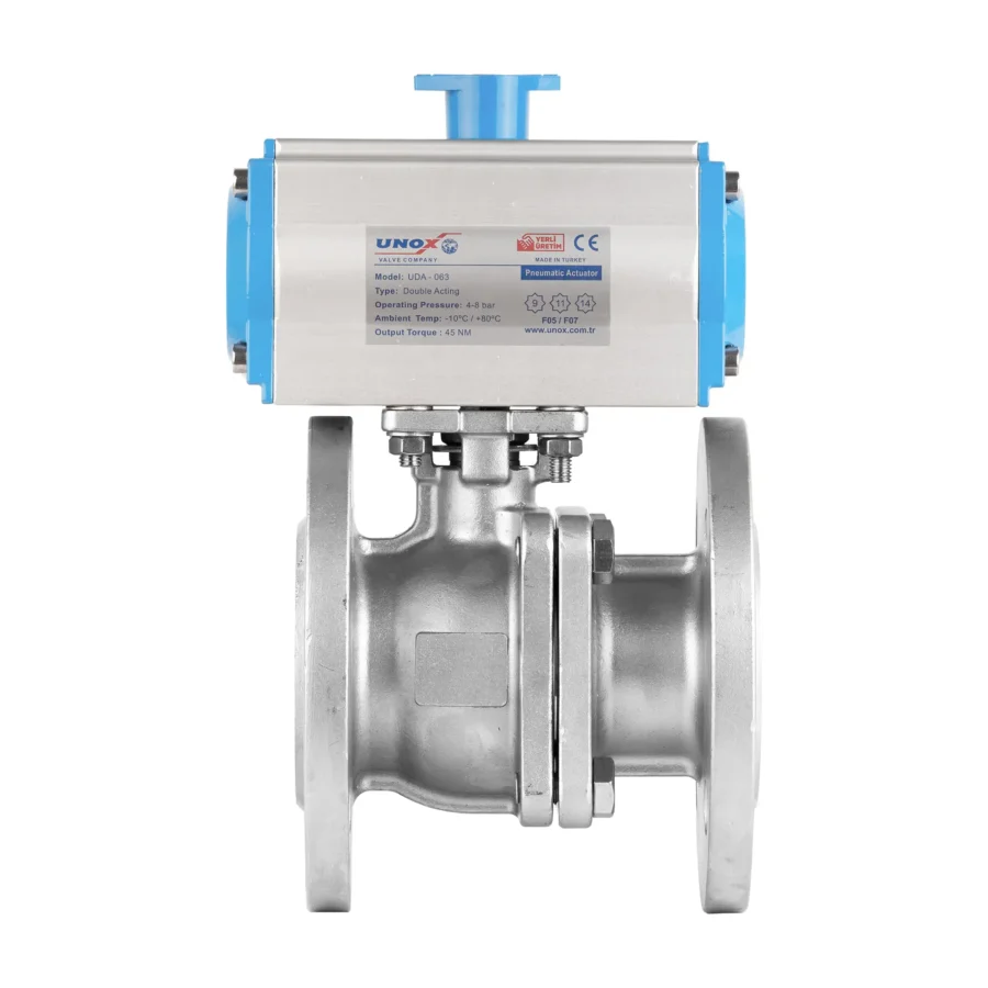2 Pieces Flanged Ball Valve With Pneumatic Actuator DN50
