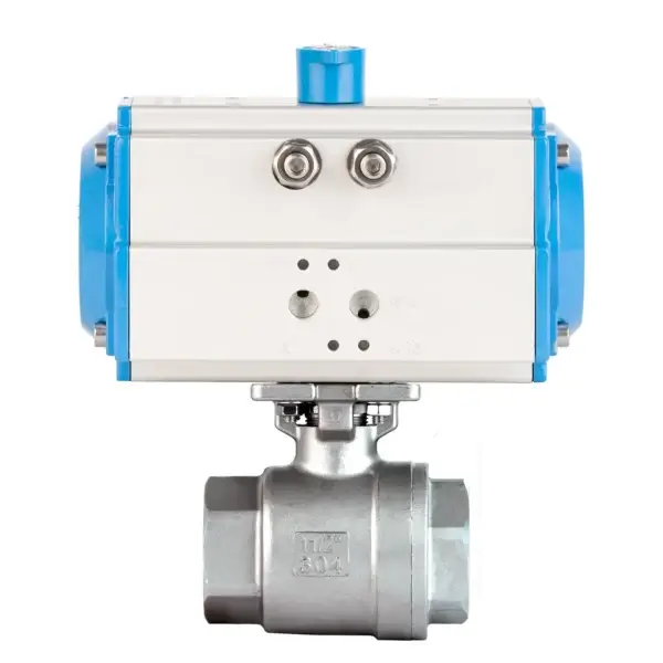 2 Pieces Stainless Steel Ball Valve With Double Acting Pneumatic Actuator - Threaded 2"