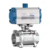 3 Pieces Stainless Steel Ball Valve With Double Acting Pneumatic Actuator - Threaded