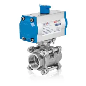 3 Pieces Stainless Steel Ball Valve With Double Acting Pneumatic Actuator - Threaded 1"