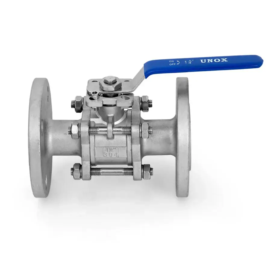 3 Pieces Stainless Steel Ball Valve With Mounting Pad Flanged DN100