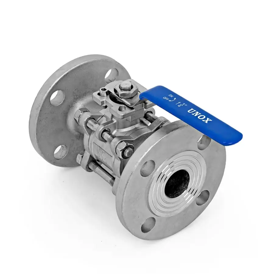 3 Pieces Stainless Steel Ball Valve With Mounting Pad Flanged DN150