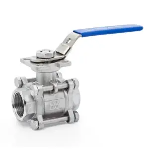 3 Pieces Stainless Steel Ball Valve With Mounting Pad Threaded
