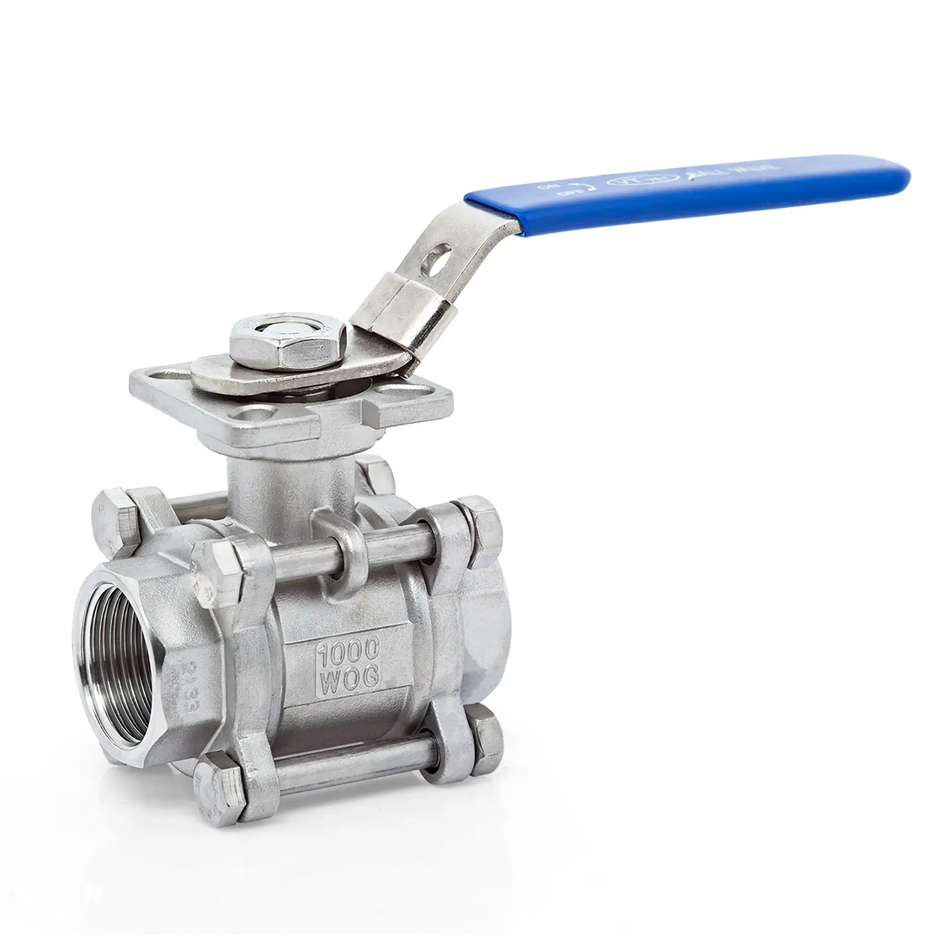 3 Pieces Stainless Steel Ball Valve With Mounting Pad Threaded