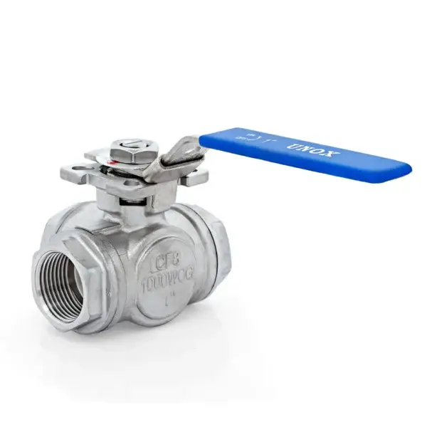 3 Way Stainless Steel L-Port Ball Valve With Mounting Pad Threaded 1/2"
