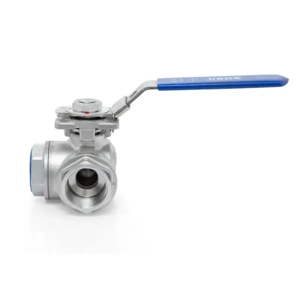 UNOX 3 Way Stainless Steel T-Port Ball Valve With Mounting Pad Threaded