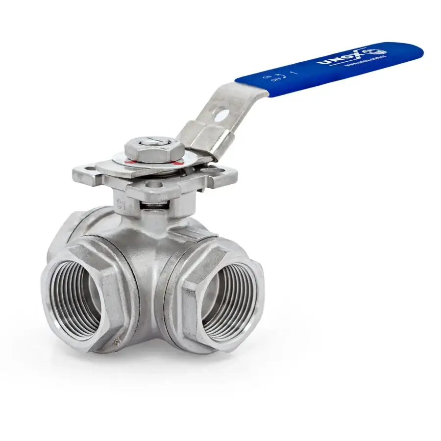 3 Way Stainless Steel T-Port Ball Valve With Mounting Pad Threaded 1/2"