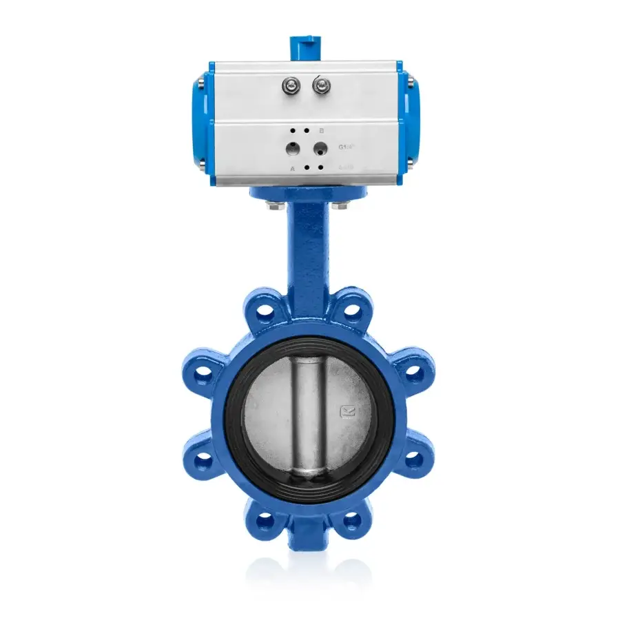 Lug Butterfly Valve Double Acting Pneumatic SS304 Disc DN50