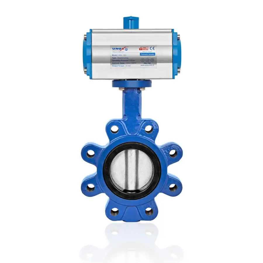 UNOX Lug Butterfly Valve Double Acting Pneumatic SS304 Disc - Image 5