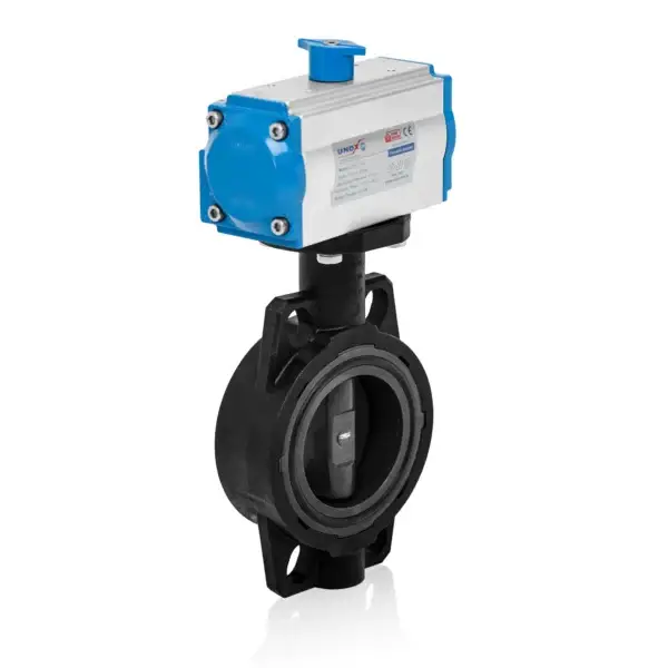 UNOX U-PVC Butterfly Valve With Double Acting Pneumatic Actuator
