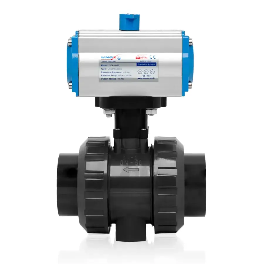 U-PVC Ball Valve With Single Acting Pneumatic Actuator