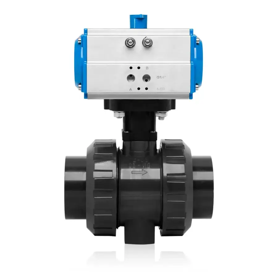 U-PVC Ball Valve With Single Acting Pneumatic Actuator Ø90
