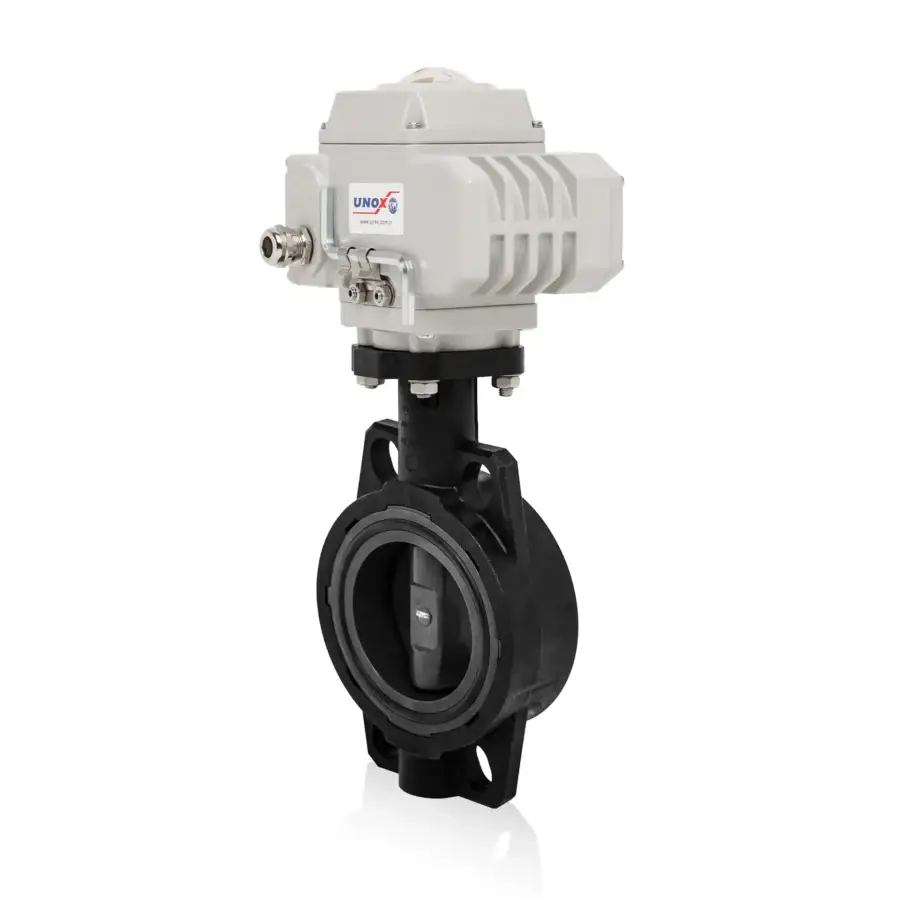 UNOX U-PVC Butterfly Valve With 24V DC Electric Actuator
