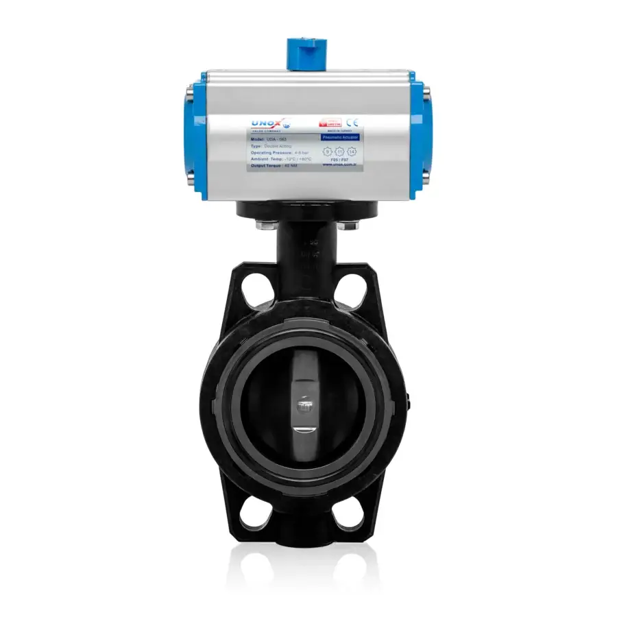 U-PVC Butterfly Valve With Single Acting Pneumatic Actuator