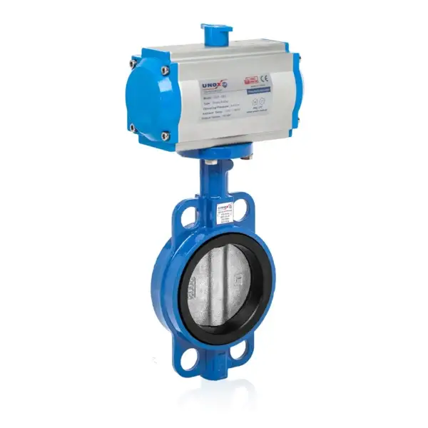 Wafer Butterfly Valve Double Acting Pneumatic Iron Disc