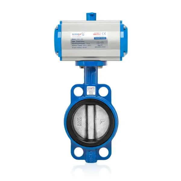 Wafer Butterfly Valve Double Acting Pneumatic Iron Disc DN300