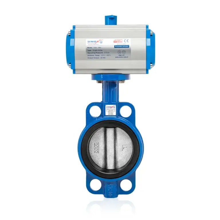 Wafer Butterfly Valve Double Acting Pneumatic Iron Disc DN300