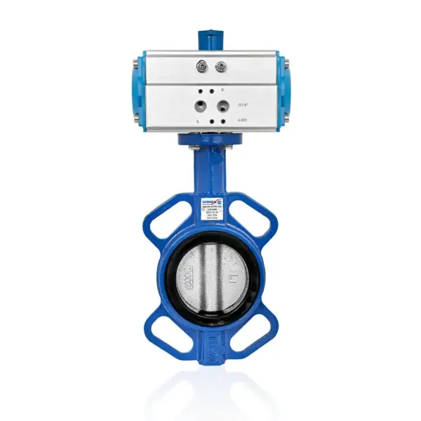 Wafer Butterfly Valve Double Acting Pneumatic SS304 Disc DN50