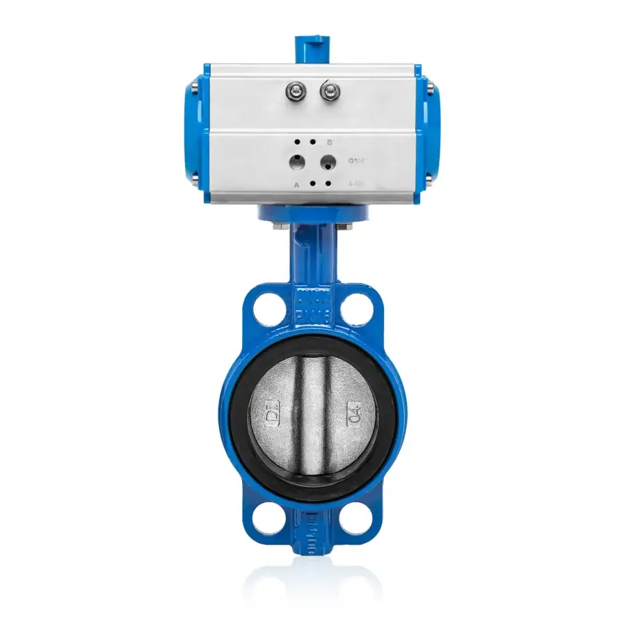 Wafer Butterfly Valve Double Acting Pneumatic SS304 Disc DN250